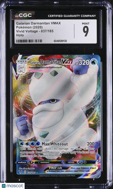 2020 Pokemon Vivid Voltage Galarian Darmanitan VMAX Holo CGC 9 #037/185