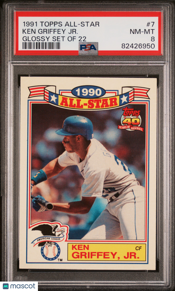 Ken Griffey Jr 1991 Topps All-Star Glossy Set Of 22 #7 Mariners - PSA 8