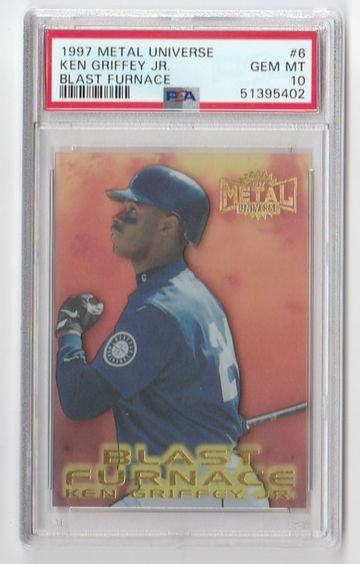 PSA 10 GEM MINT  1997 METAL UNIVERSE KEN GRIFFEY JR BLAST FURNACE #6