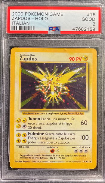 2000 Pokémon game Zapdos Holo Italian #16 base set Good 2