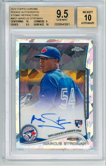 2014 Topps Chrome Marcus Stroman Atomic Refractor Auto /10 BGS 9.5 10