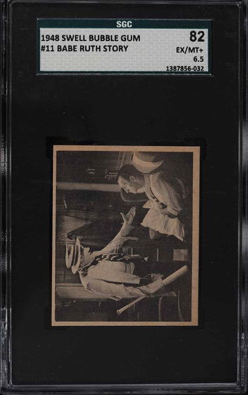 1948 Swell Bubble Gum Baseball Babe Ruth Story #11 SGC 6.5 POP 1, 1 HIGHER RARE!