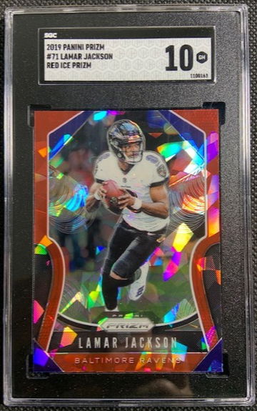 2019 Panini Prizm Red Ice #71 Lamar Jackson SGC 10 Gem Mint MVP Baltimore Ravens