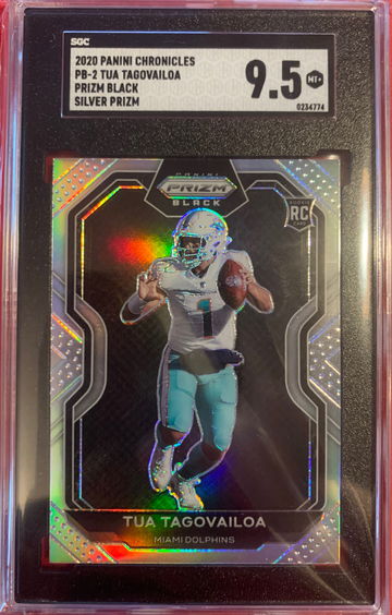 2020 Panini Chronicles Tua Tagovailoa Prizm Black Silver PB-2 Rookie SGC 9.5