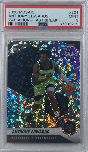 2020 Mosaic ANTHONY EDWARDS Variation Rookie - Fast Break Silver #201 PSA 9 MINT RC