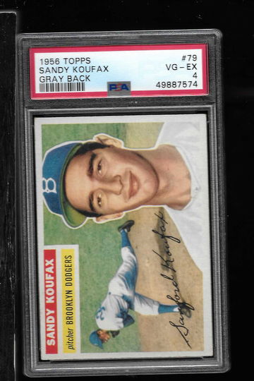 1956 TOPPS SANDY KOUFAX GRAY BACK PSA 4