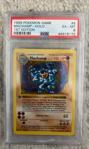 1999 Pokemon machamp holo 1st edition #8 shadowless psa 6