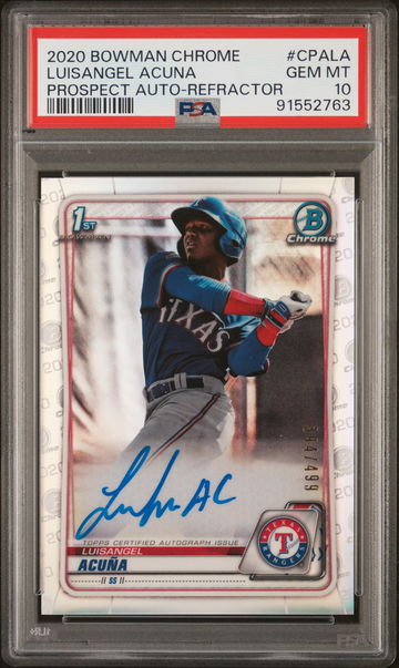 2020 Bowman Chrome Refractor Luisangel Acuna #CPA-LA Auto /499 PSA 10