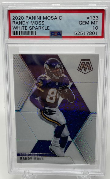 2020 Panini Mosaic Randy Moss White Sparkle PSA 10 POP 1 SSP
