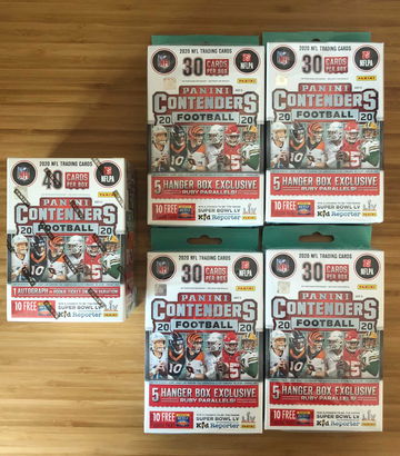 2020 Panini Contenders Football Hanger Box lot of 4 + Blaster Box lot of 1