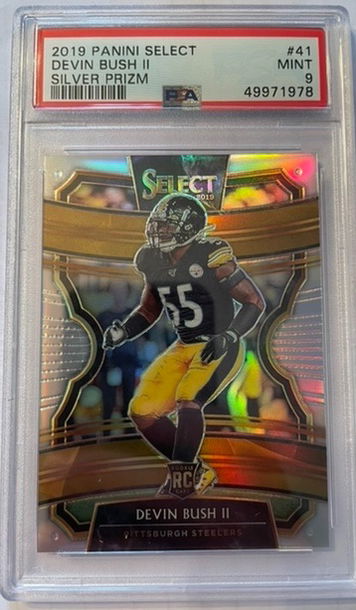 2019 Panini Select Concourse Silver Prizm Devin Bush RC PSA 9 Mint