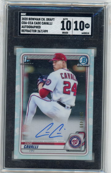 2020 Bowman Chrome Draft #CDA-CCA Cade Cavalli Auto Refractor 267/499 SGC 10 / 10