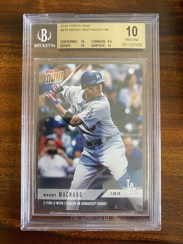 2018 Topps Now Manny Machado BGS 10 Pristine