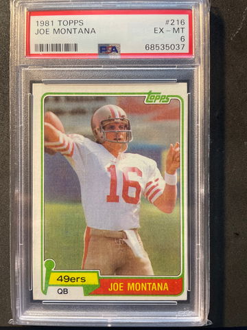 1981 Topps Joe Montana Rookie card RC #216 PSA 6 49ers