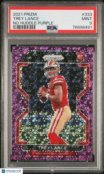 Trey Lance 2021 Panini Prizm #333 No Huddle Purple 4/35 PSA 9