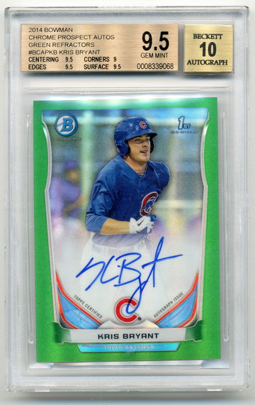 Kris Bryant 2014 Bowman Chrome Green Refractors Auto /75 BGS 9.5/10