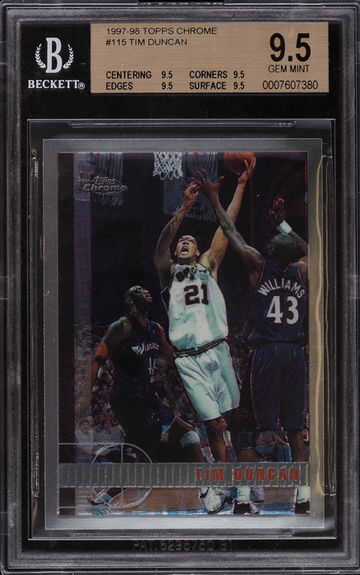 1997 Topps Chrome #115 Tim Duncan BGS 9.5 True Gem (all 9.5s) - Ships from PWCC Vault