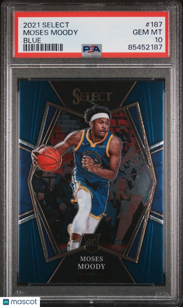 2021 Panini Select Moses Moody #187 Blue Rookie PSA 10
