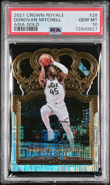2021-22 Panini Crown Royale DONOVAN MITCHELL Asia Gold TMALL 1/10 Utah Jazz SSP PSA 10 Gem Mint