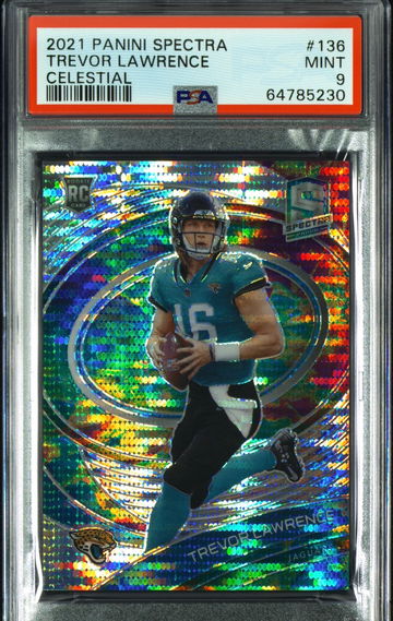2021 Panini Spectra #136 TREVOR LAWRENCE RC CELESTIAL 8/99 PSA 9 MINT Low Pop SP