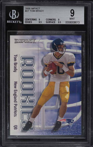 2000 Impact Football Tom Brady ROOKIE #27 BGS 9 MINT