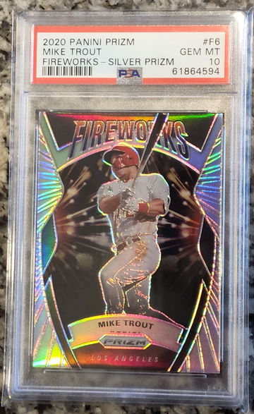 2020 Panini Prizm Mike Trout Fireworks Silver Prizm #F6 - PSA 10