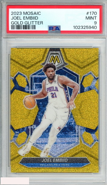 2023 PANINI MOSAIC JOEL EMBIID #170 GOLD GLITTER 5 OF 5 PSA 9 MINT