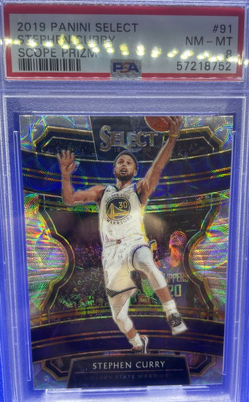 2019 Panini Select Stephen Curry Concourse Scope Prizm #91 PSA 8 NM-MT Warriors