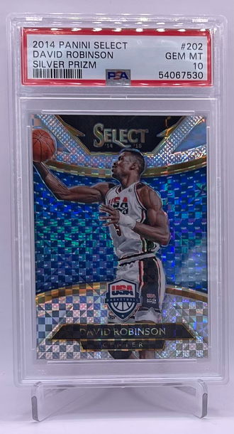 2014 DAVID ROBINSON ADMIRAL SPURS SELECT SILVER PRIZM PSA 10 GEM MINT #202 POP 3