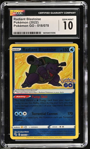 2022 Pokémon Sword & Shield Pokémon GO Radiant Blastoise #018/078 Holo CGC 10