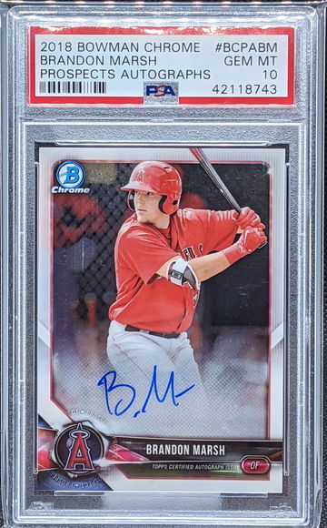 2018 Bowman Chrome Brandon Marsh Auto PSA 10