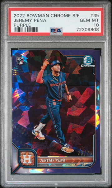2022 BOWMAN CHROME SAPPHIRE EDITION JEREMY PENA VARIATION #35 PURPLE PSA 10