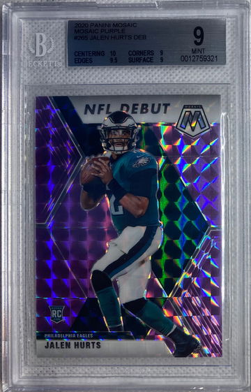 2020 Mosaic Purple Prizm Jalen Hurts Rc #’d /49 BGS 9 w/ 10 , 9.5 , 9 & 9 