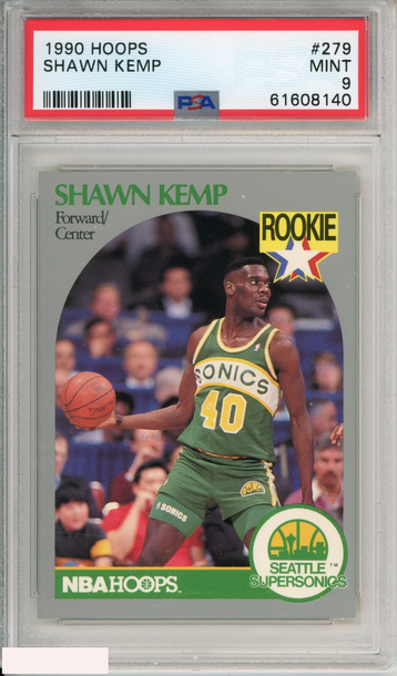 1990 HOOPS SHAWN KEMP #279 SEATTLE SUPERSONICS PSA 9 MINT