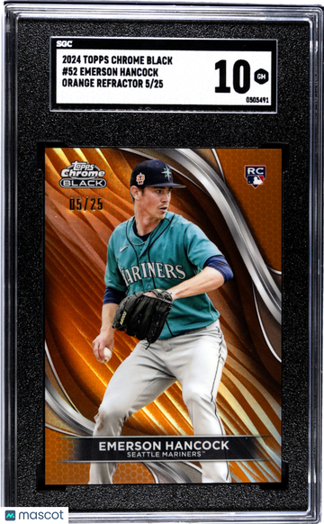 2024 Topps Chrome Black Emerson Hancock #52 Orange Refractor SGC 10