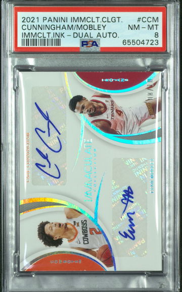 2021 Panini Immaculate Cade Cunningham Evan Mobley Dual RC immaculate Ink Auto 8/10 PSA 8 NM-MT
