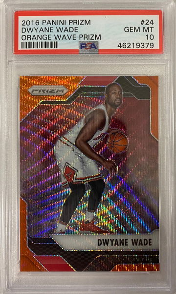2016 dwyane wade orange wave prizm 19/25 gem mt 10 #24 pop 1