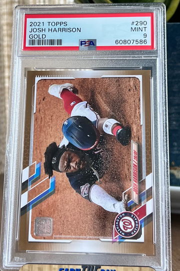 2021 Topps Gold Parallel Washington Nationals #290 Josh Harrison /2021 PSA 9 🔥