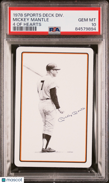 1978 Sports Deck Divison Mickey Mantle PSA 10 - Yankees - HOF - Four of Hearts