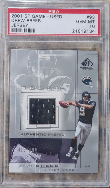 2001 SP Game Used Drew Brees Authentic Fabric #93