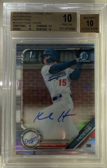 Kody Hoese 2018 bowman chrome 1st auto autograph refractor  bgs 10 10 #/499