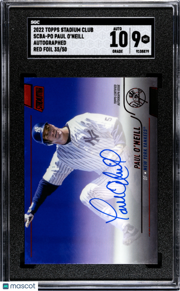 2022 Topps Stadium Club Paul O'neill #SCBA-PO Autograph Red Foil SGC 9 Auto 10