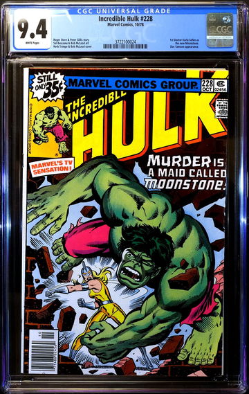Incredible Hulk #228 🔥 1st Karla Sofen Moonstone (Thunderbolts Member) 🔥 CGC 9.4 - White
