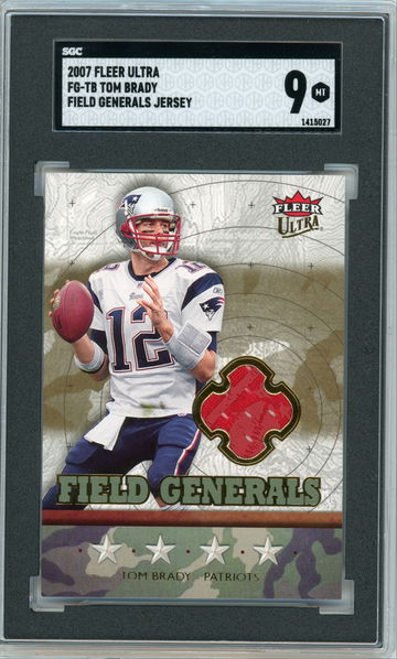 TOM BRADY 2007 FLEER ULTRA Field Generals GAME USED JERSEY (NFL LOGO) SGC 9