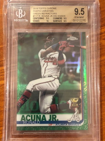 2019 Topps Chrome Ronald Acuna Green Refractor Kneeling SP BGS 9.5
