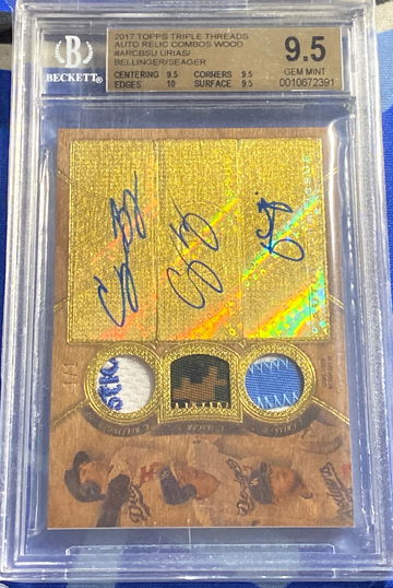 2017 Topps Triple Threads Cody Bellinger Corey Seager Julio Urias 1/1 Wood True Gem+ 