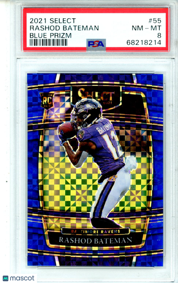 2021 Panini Select Rashod Bateman #55 Blue Prizm /199 PSA 8