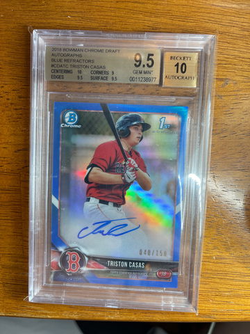 Triston Casas 2018 Bowman Chrome Draft Blue Refractor Auto 40 / 150
