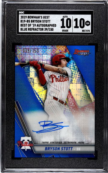 2019 Bowman's Best Best of '19 Autographed Blue Refractor 39/150 Bryson Stott SGC 10 w 10 Auto Pop 3!!