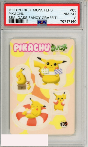 1998 POCKET MONSTERS SEALDASS FANCY GRAFFITI PIKACHU #05 PSA 8 POKEMON